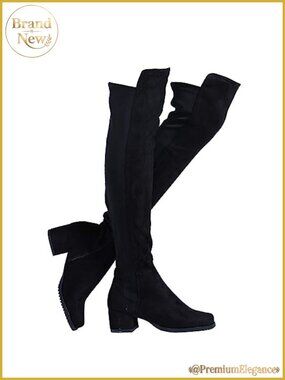 Chunky Block Low Heel Over The Knee Thigh High Boots Faux Suede Women